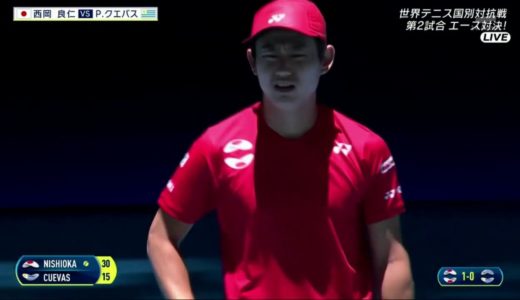 Yoshihito Nishioka (西岡 良仁 ) vs Pablo Cuevas   || 世界テニス国別対抗戦 ATPカップ２０２０