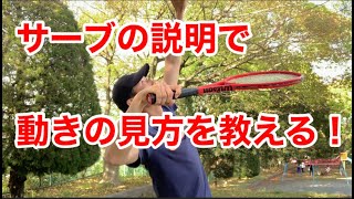 テニス　サーブ　動きの見方を教える　窪田テニス教室